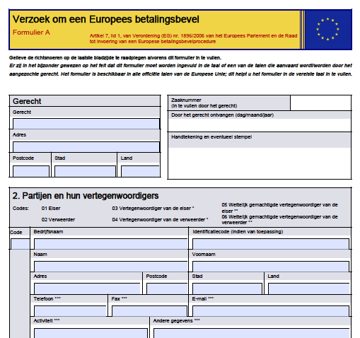 europees betalingsbevel verbintenissenrecht procedure